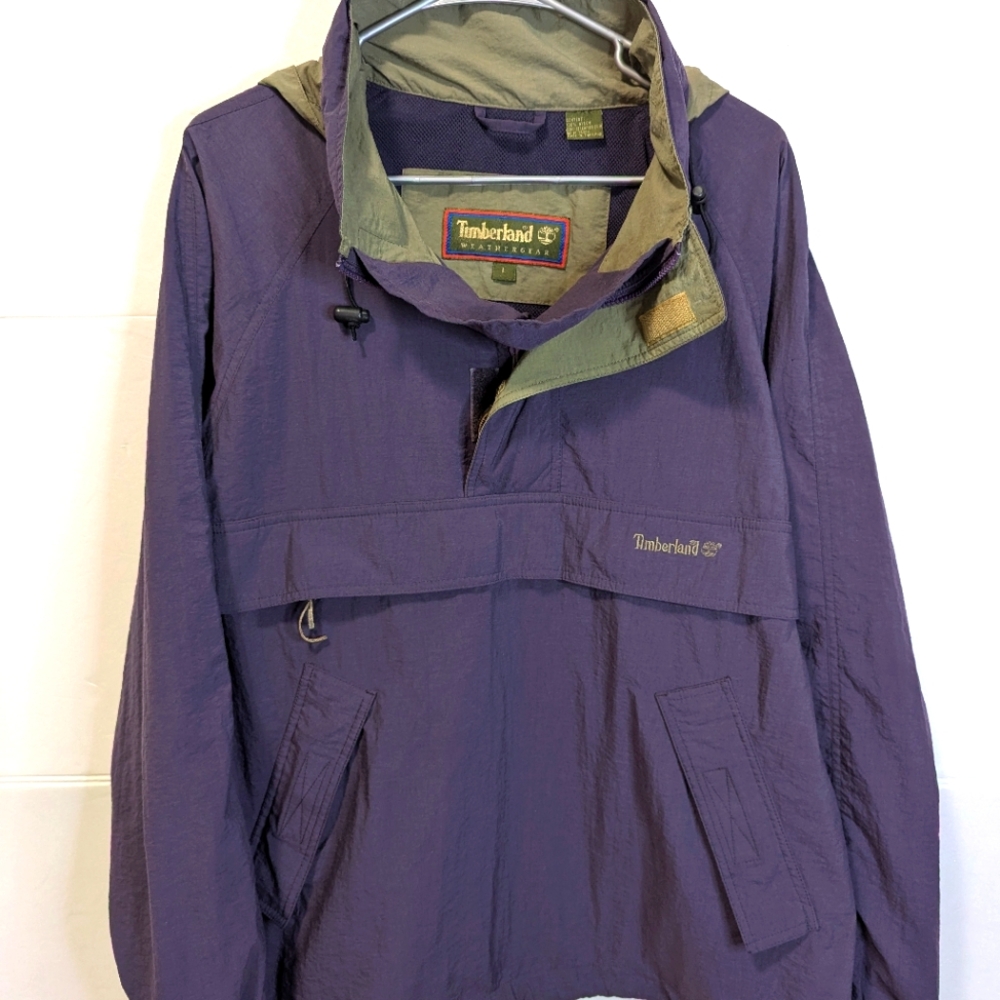 Timberland Two-Tone Y2K Nylon Pullover Jacket With Hood